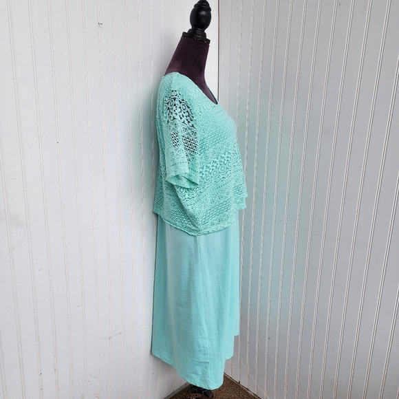 Elegant Mint Crochet Overlay Dress - Picture 7 of 14